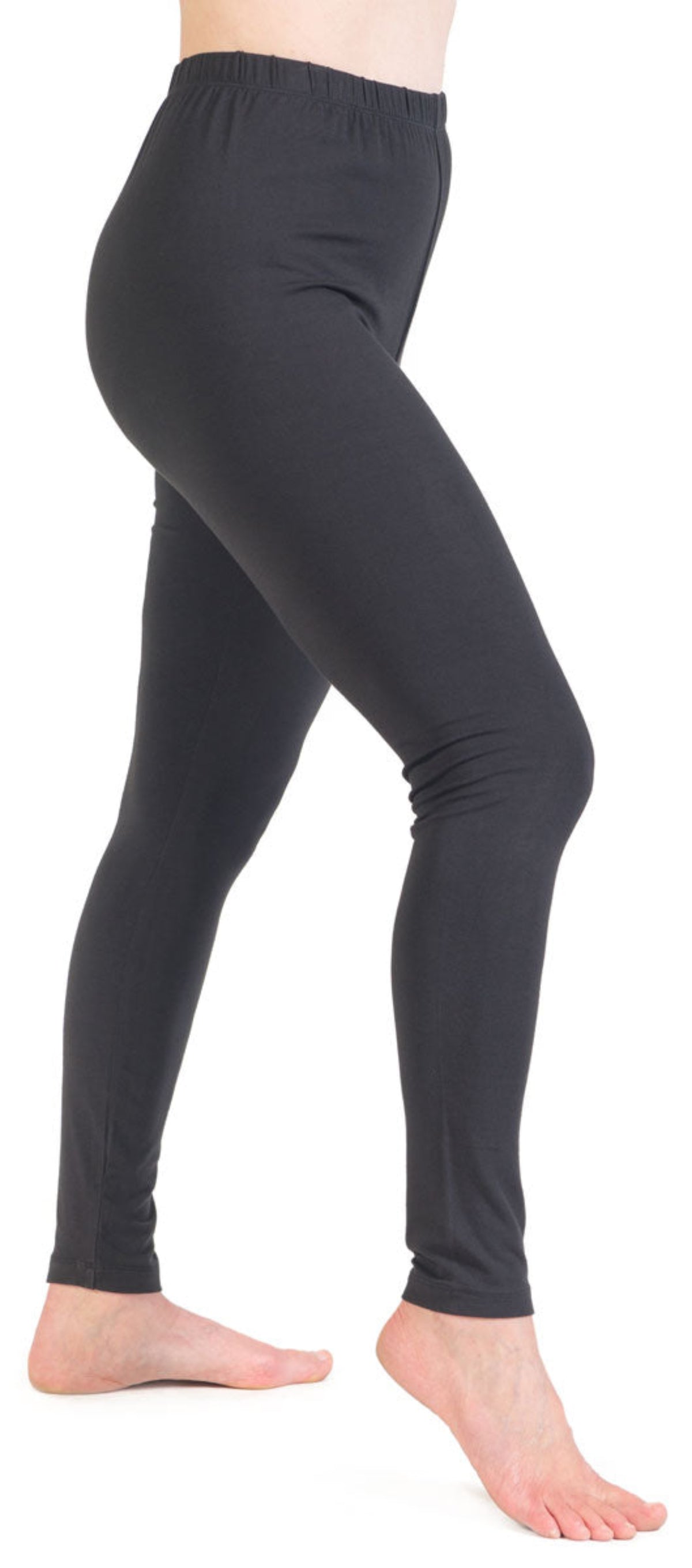 Bamboo Black leggings worn by a person on a white background