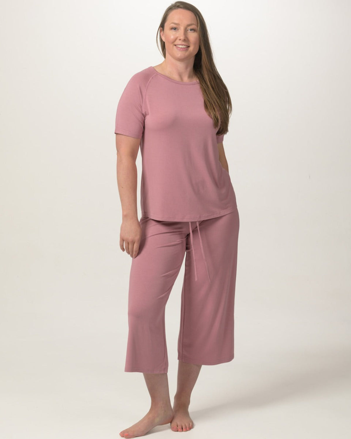 women 3/4 bamboo pants vintage rose