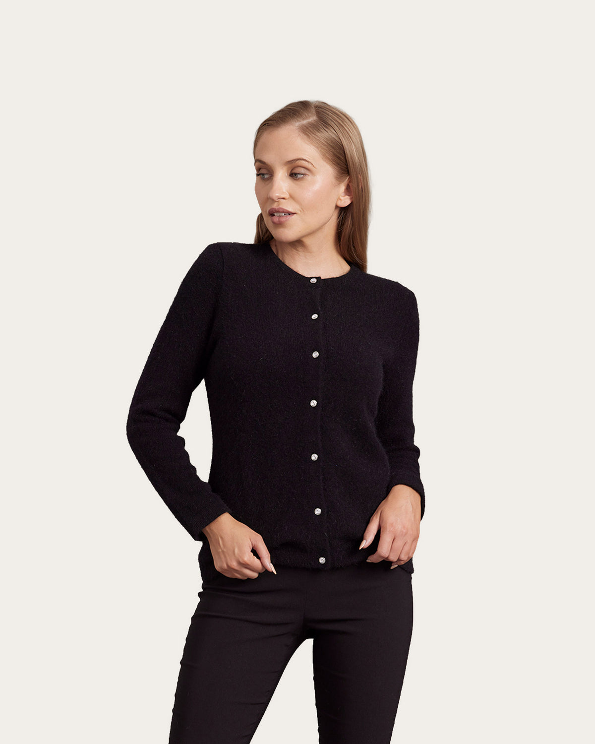 Possum Merino Crystal Button Cardigan