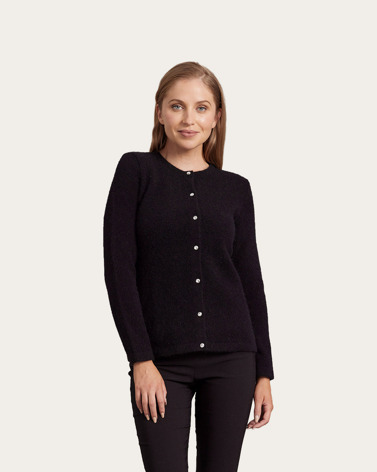 Possum Merino Crystal Button Cardigan
