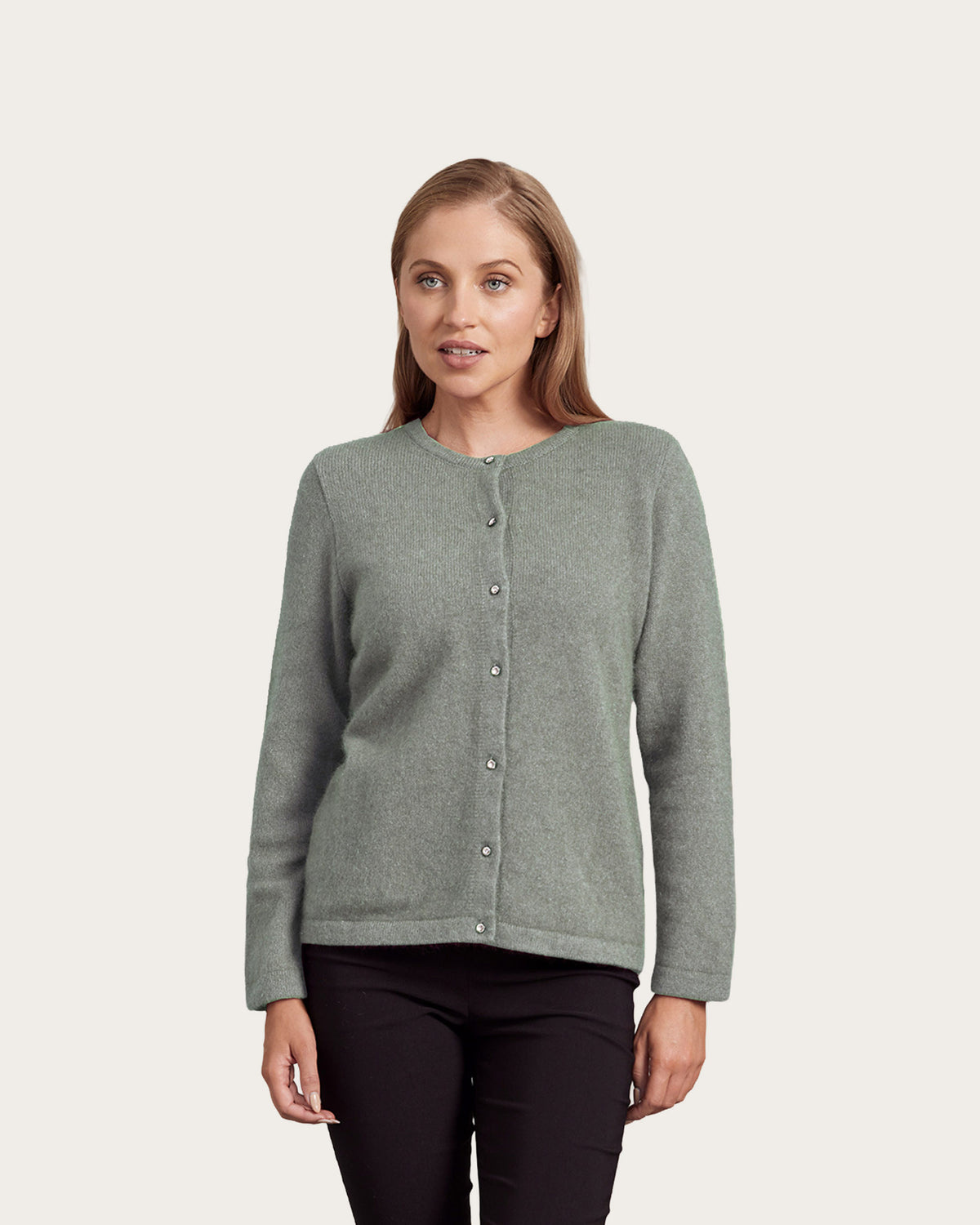Possum Merino Crystal Button Cardigan