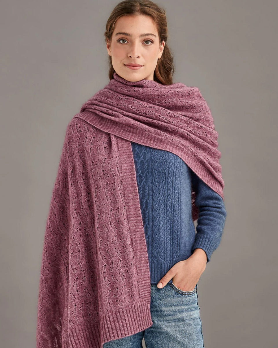 Possum Merino Herringbone Lace Wrap