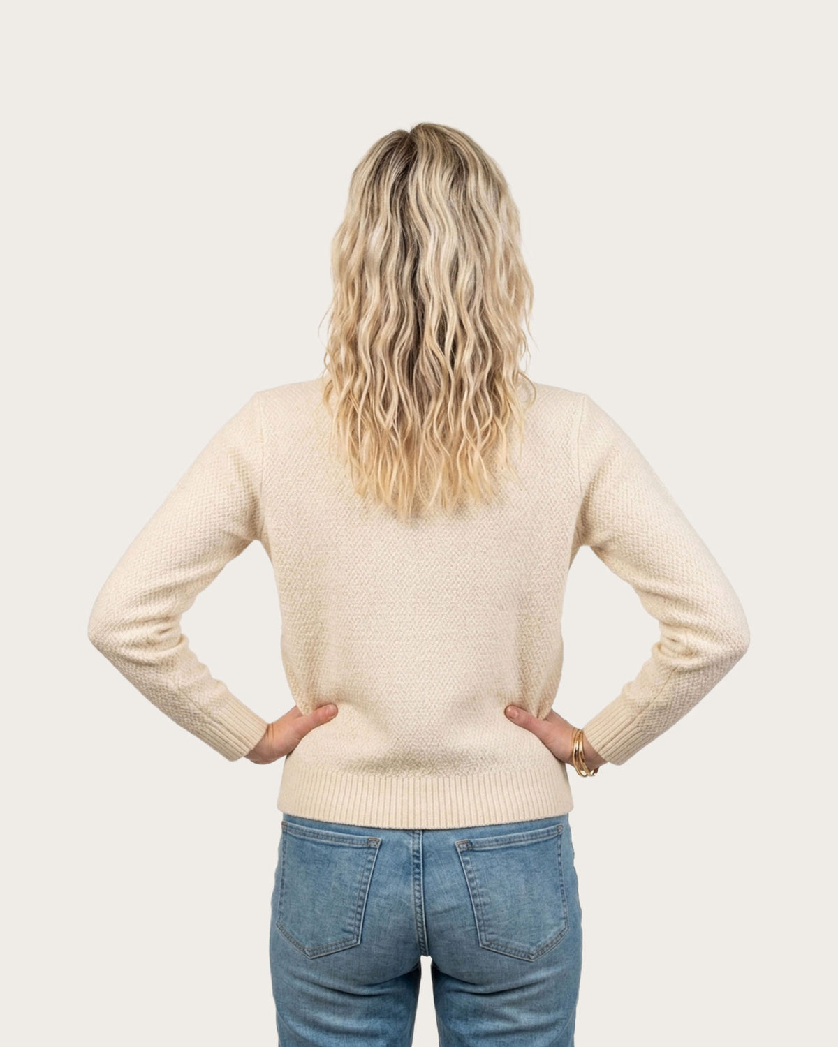 Possum Merino Two Tone Moss Stitch Sweater