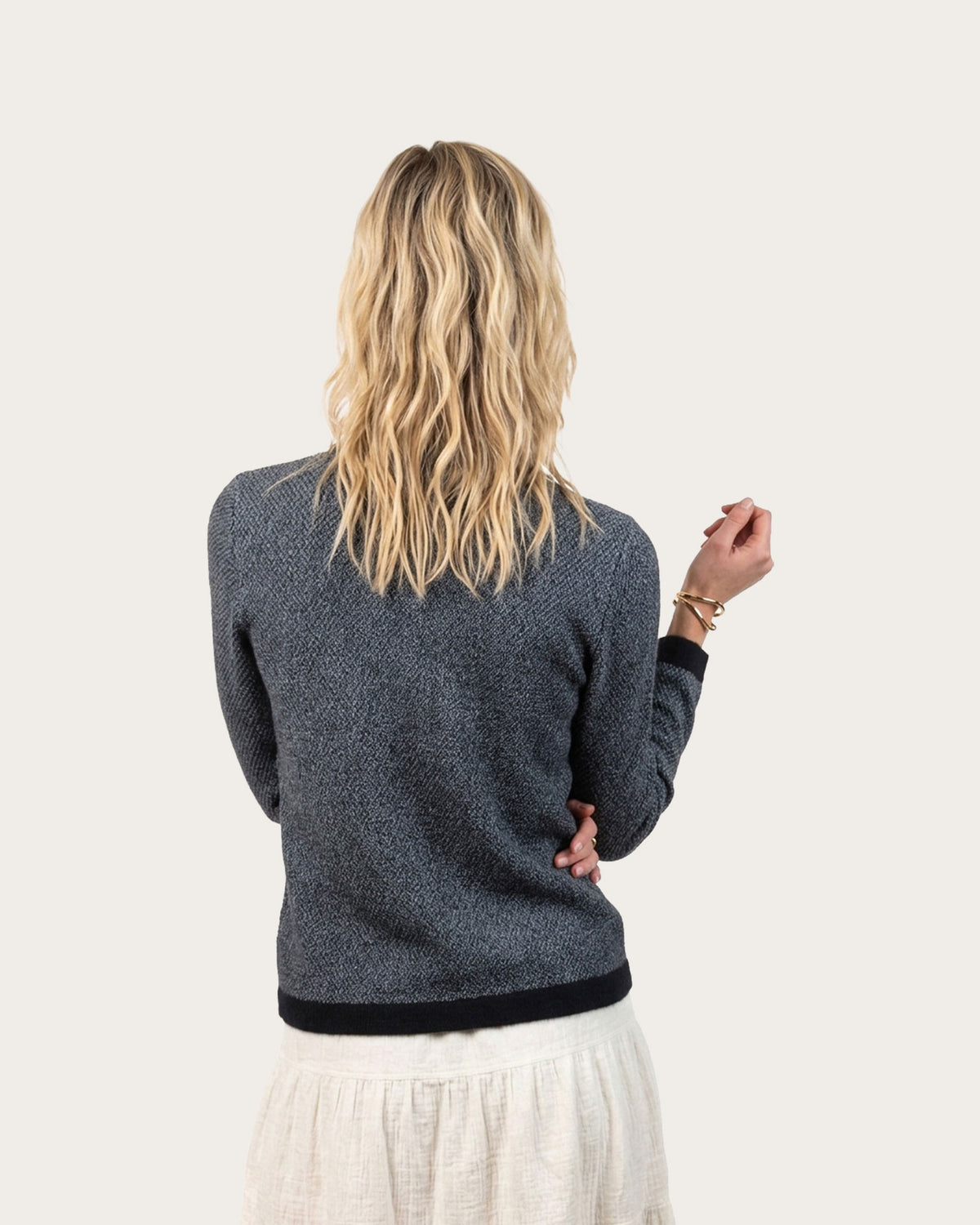 Possum Merino Two Tone Moss Stitch Cardigan