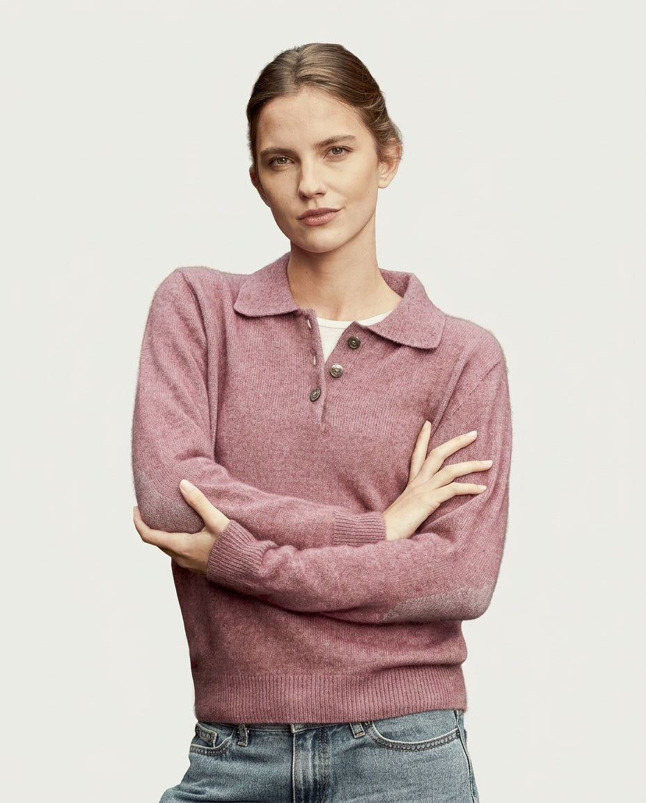 Possum Merino Patched Polo Sweater