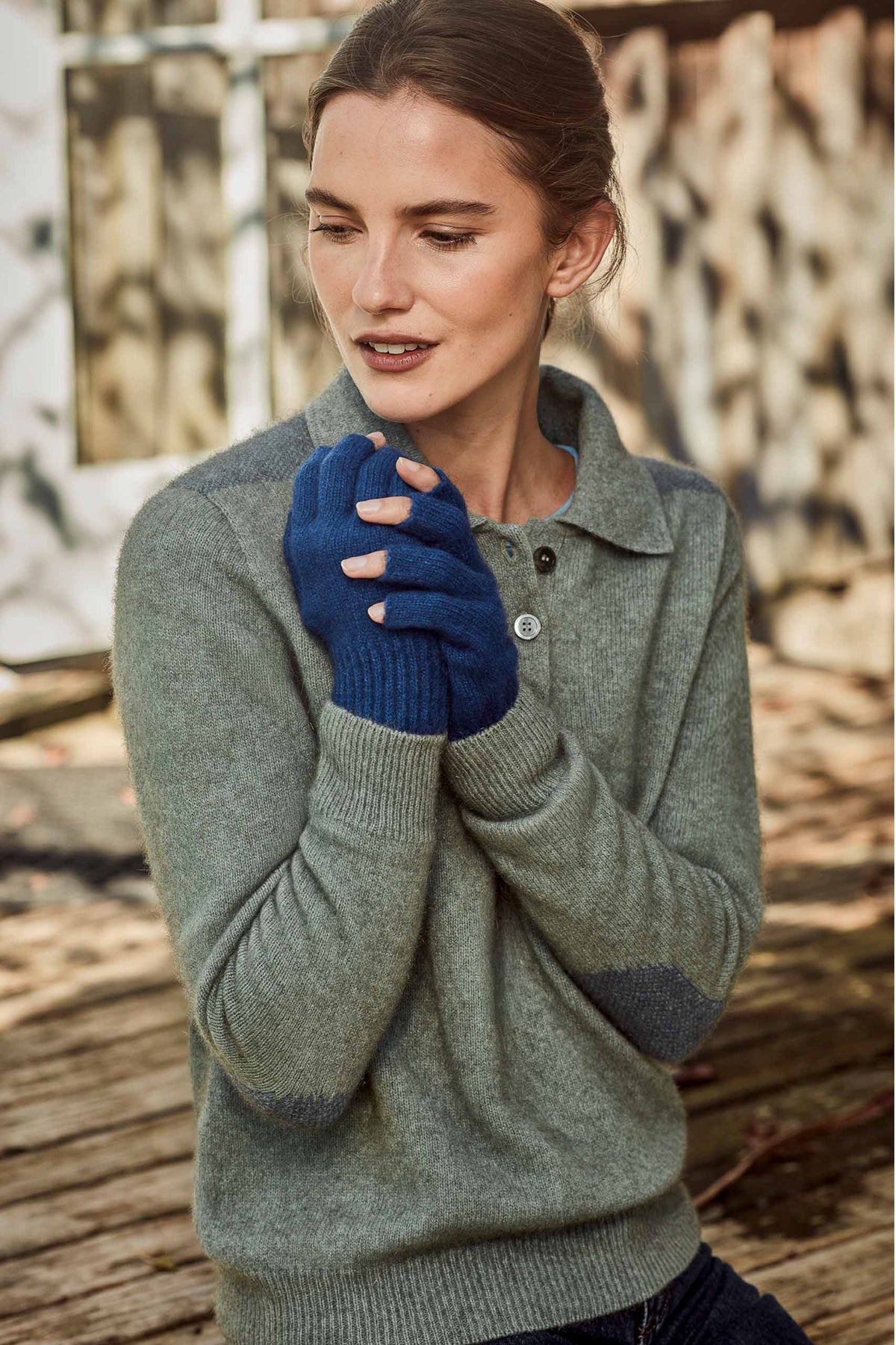 Possum Merino Patched Polo Sweater