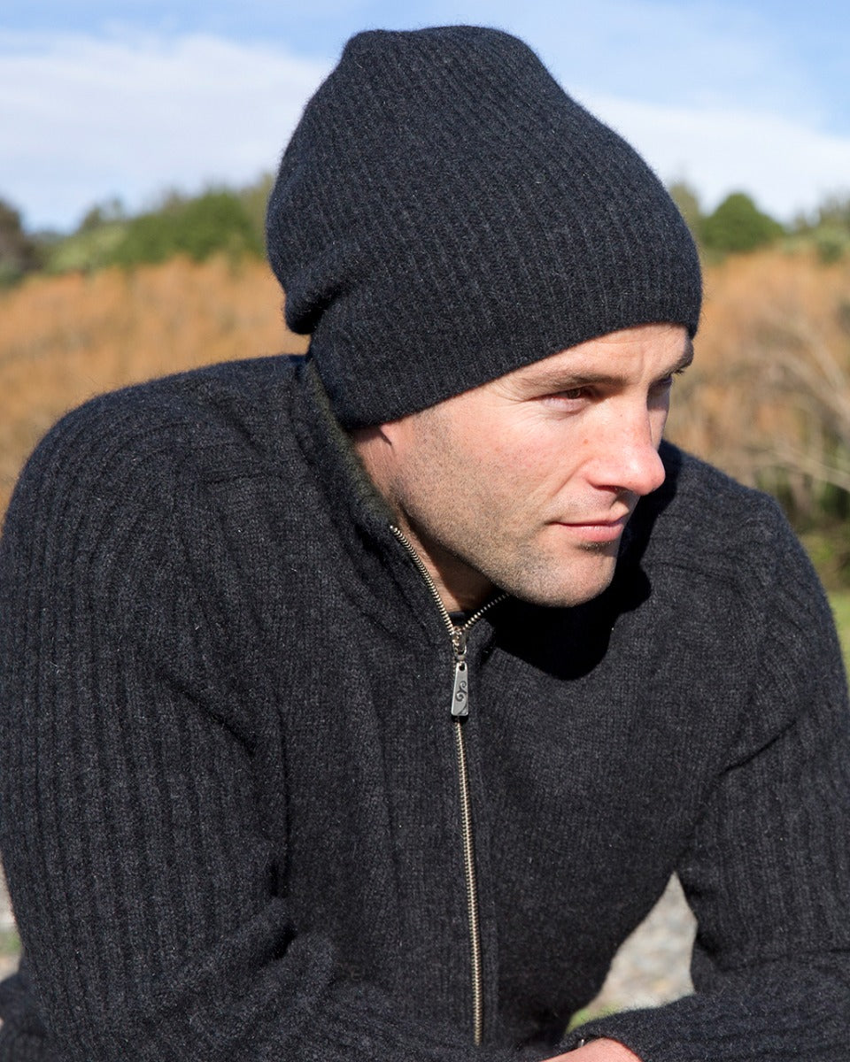 Possum Merino Ribbed Slouch Beanie