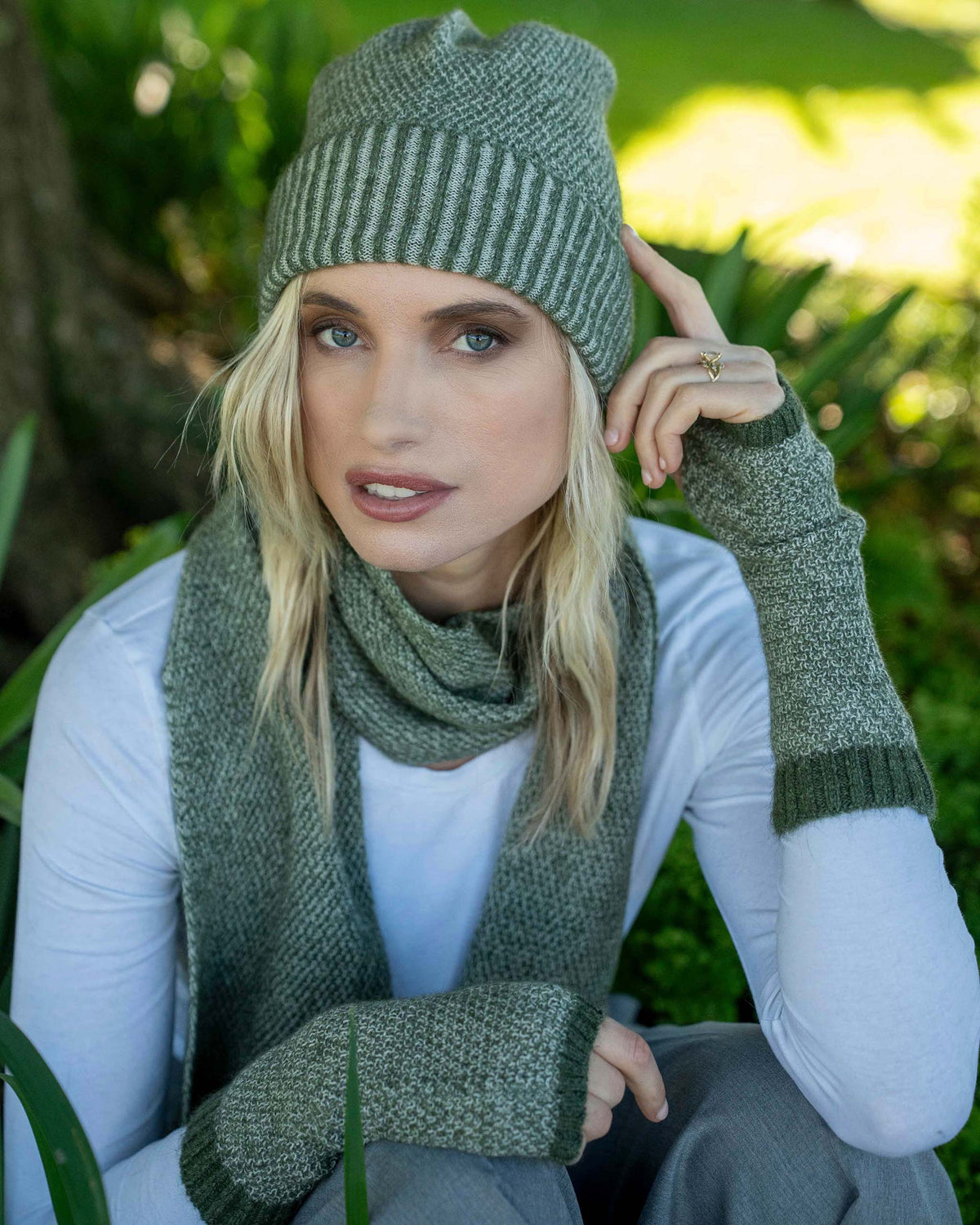 Possum Merino Two Tone Moss Scarf