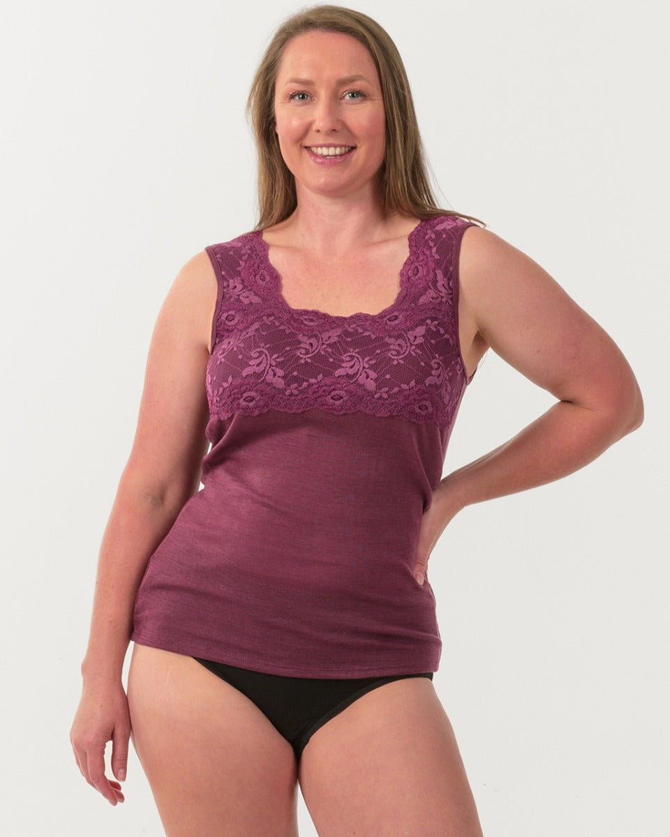 Superfine Merino Thermal Allure Lace Singlet