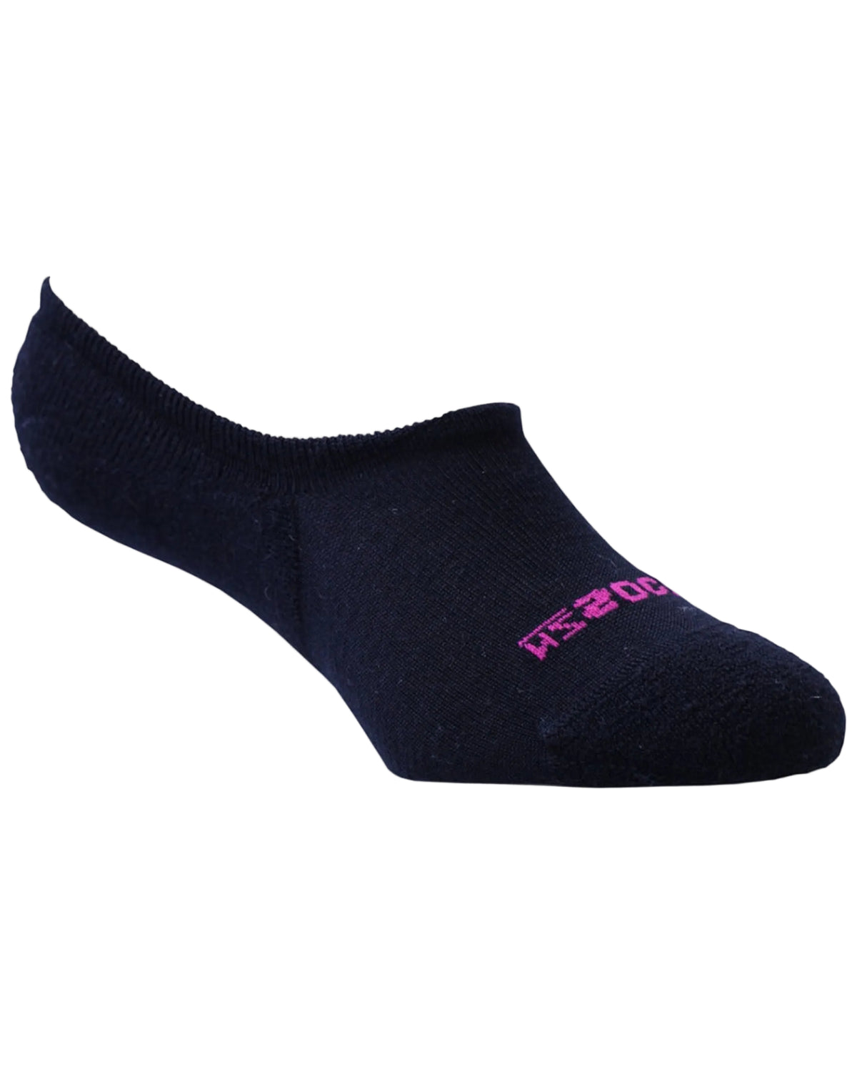 merino Black no-show sock with a brand logo on a white background