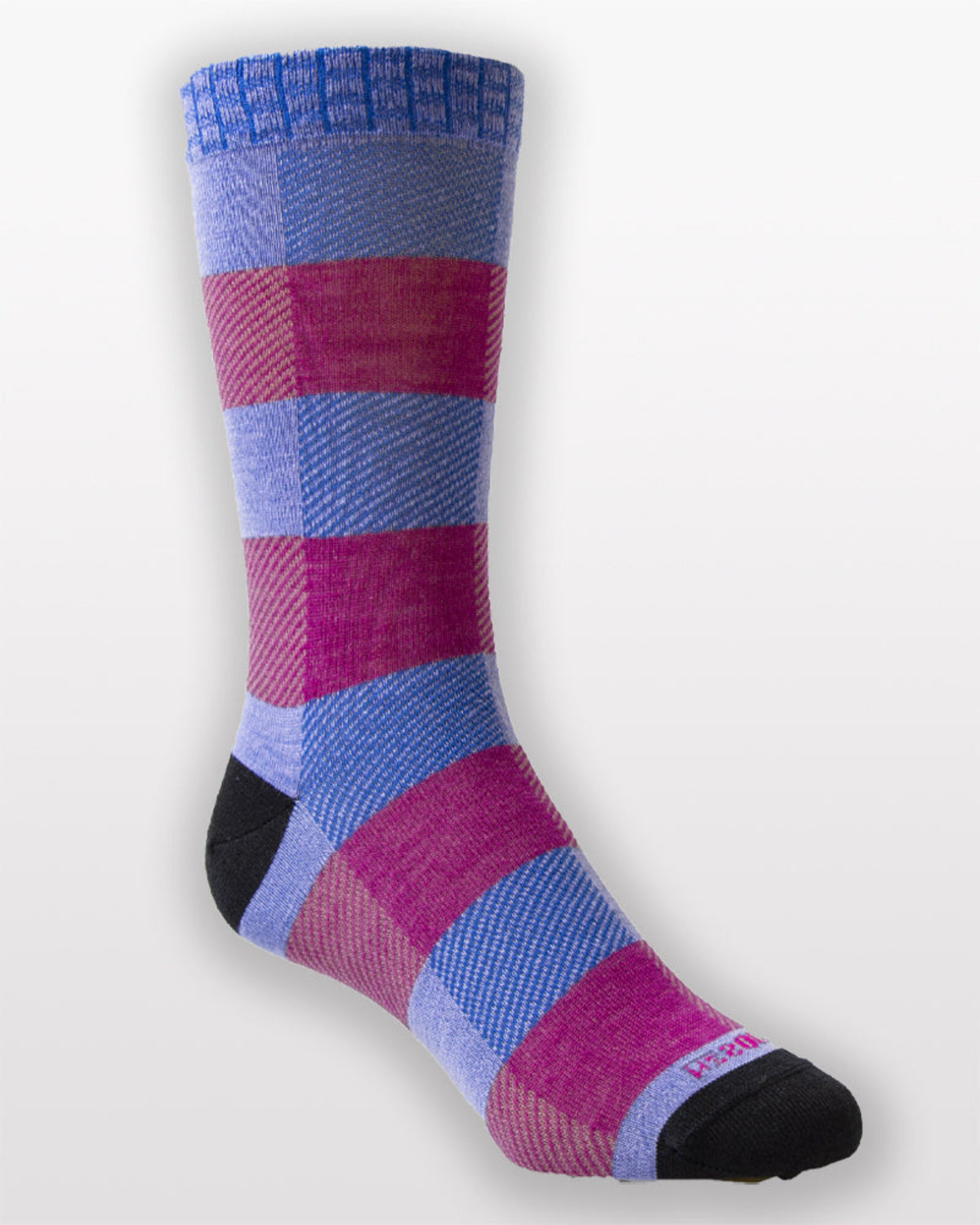 Multicolored striped Merino wool sock on a white background