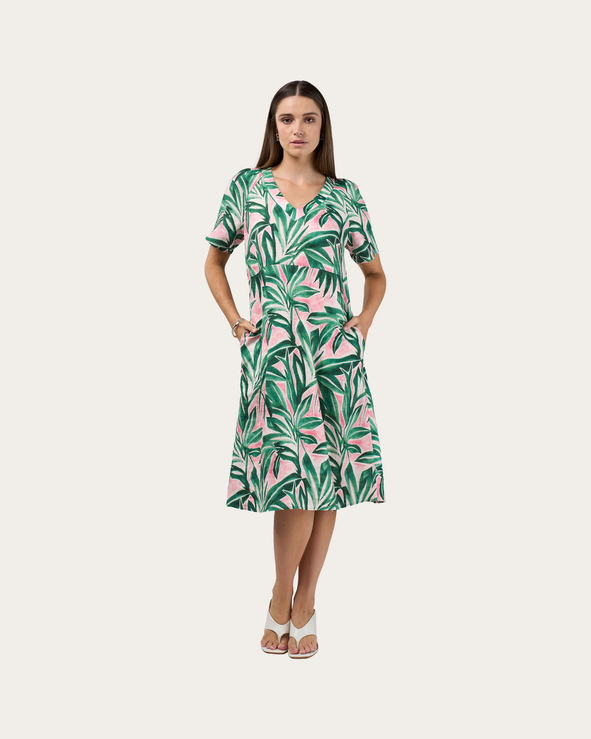 Frond Linen Shift Dress