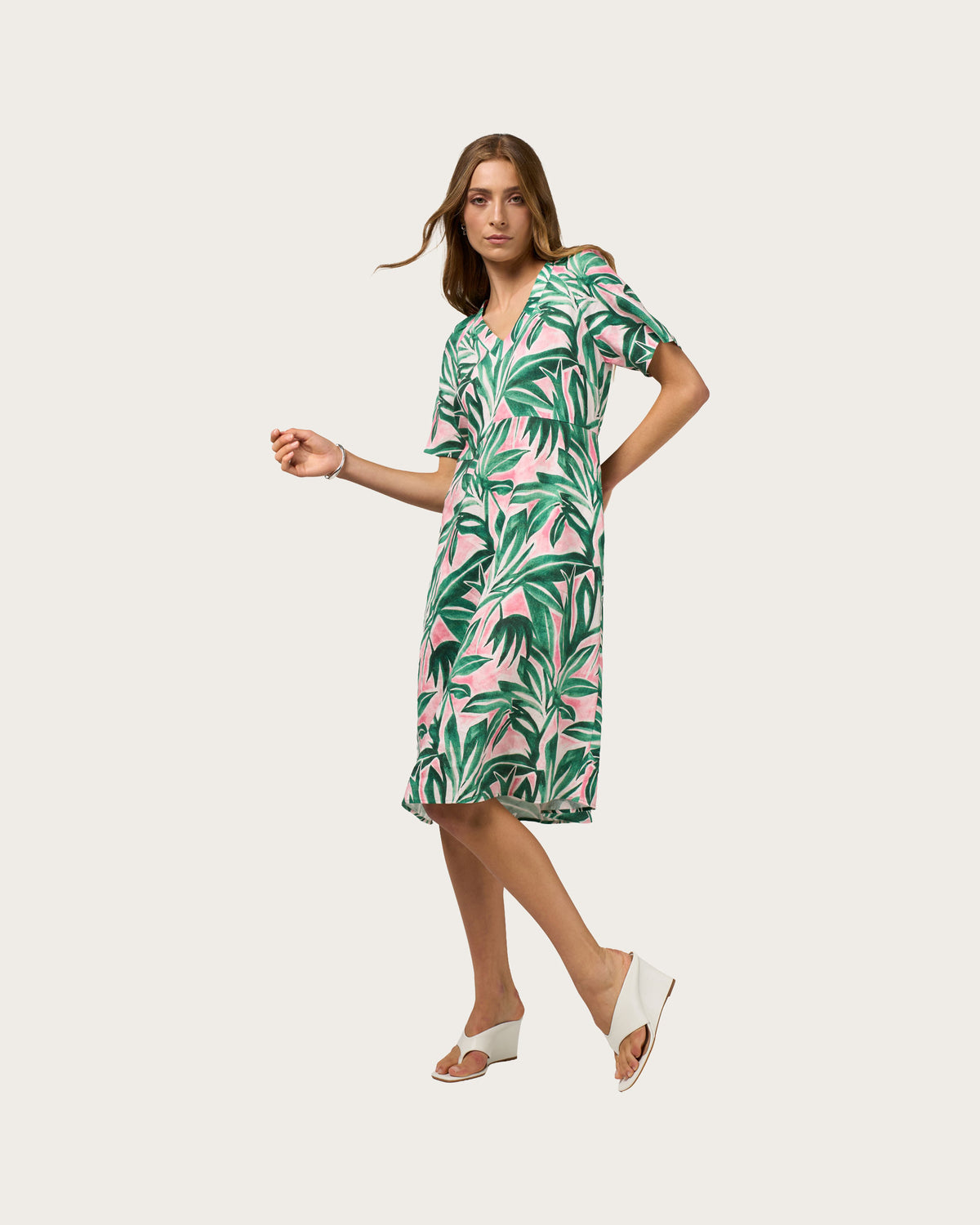 Frond Linen Shift Dress