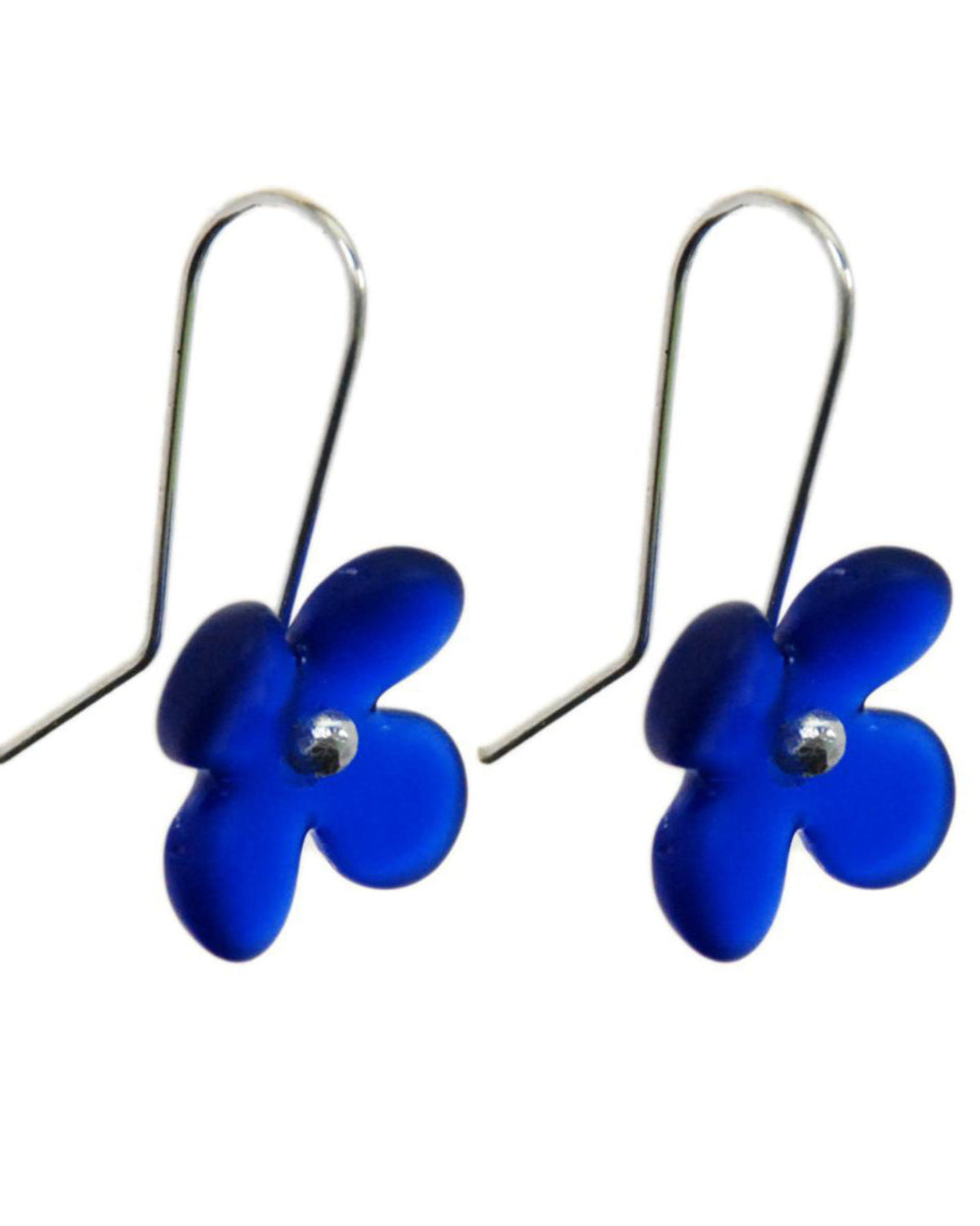 Hydrangea Blue flower-shaped earrings on a white background