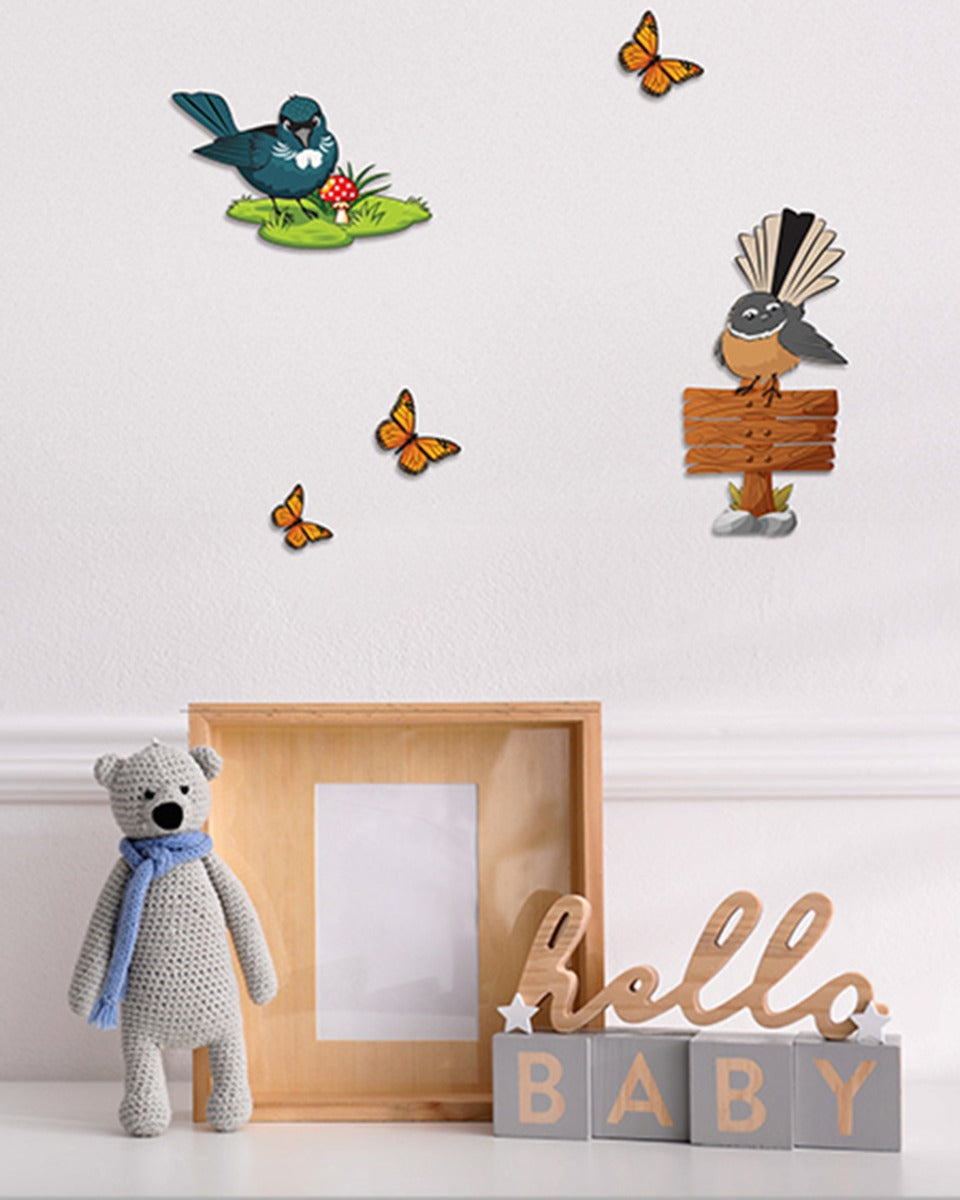 Wooden Decal Set with NZ Birds