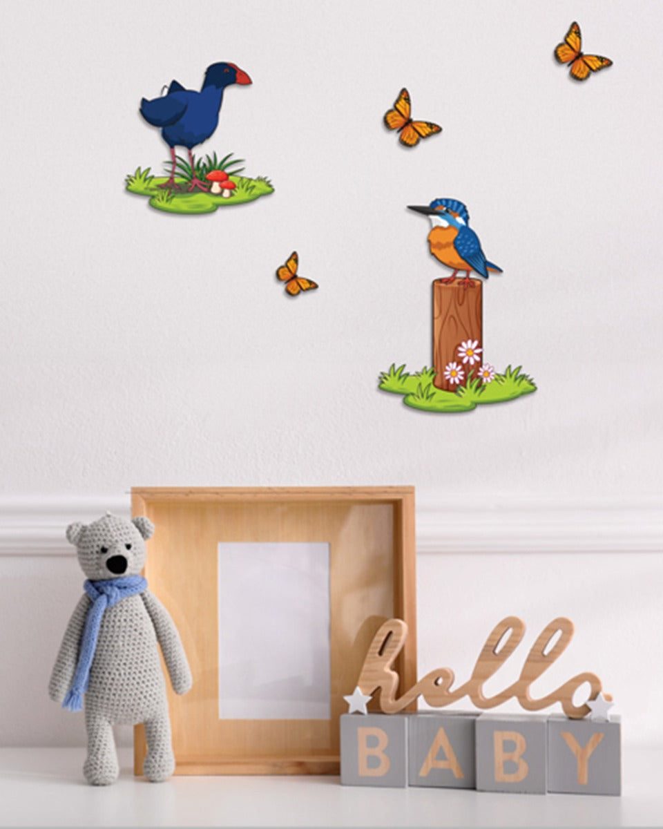 Wooden Decal Set with NZ Birds