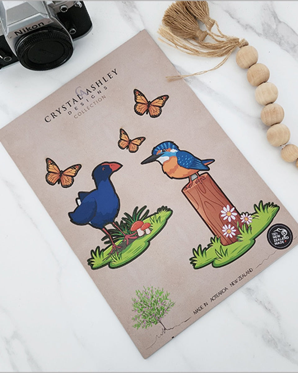 Wooden Decal Set with NZ Birds