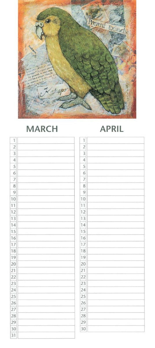 New Zealand Bird Perpetual Birthday Calendar