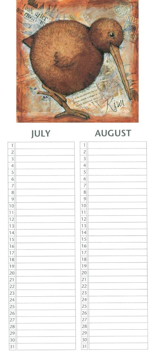 New Zealand Bird Perpetual Birthday Calendar