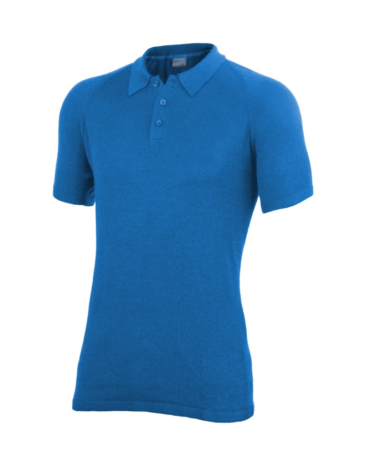 Merino Blue polo shirt on a white background