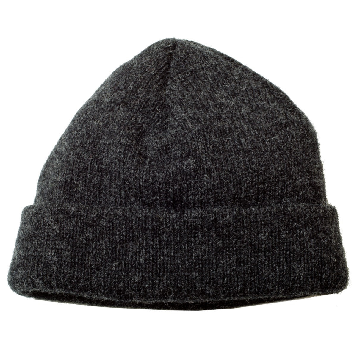 Wool Dark gray knit beanie on a white background